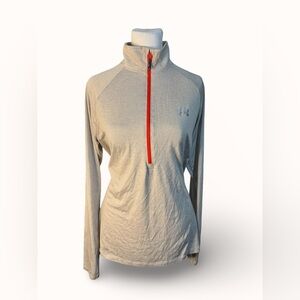 Under Armour Women's Light Gray Long Sleeve with Red Zipper